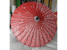 Japansk Parasol, rød m. hvide blomster 33-710